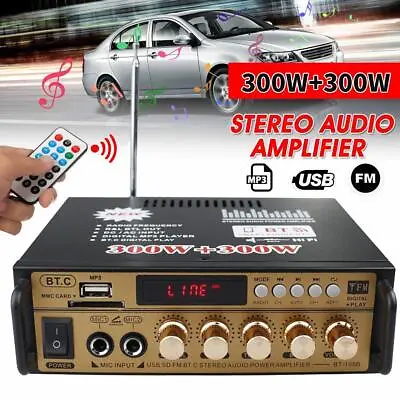 Kaufen 600W Bluetooth Mini Verstärker HiFi Power Audio Stereo Bass AMP USB MP3 FM Auto • 28.99€