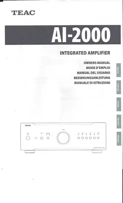 Kaufen TEAC Bedienungsanleitung User Manual Owners Manual  Für AI- 2000 Copy • 10.50€