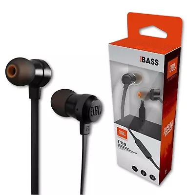 Kaufen JBL T110 Kopfhörer In-Ear Flachkabel 3,5mm Headset Mit Bass Sound Schwarz • 9.90€