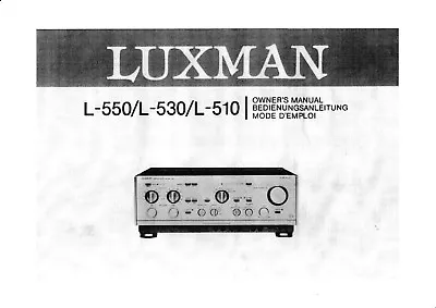 Kaufen Owner's Manual-Anleitung Für Luxman L-510,L-530,L-550  • 10€