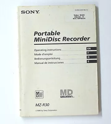 Kaufen Original SONY MZ-R30 MiniDisc-Recorder Operating Instruction/Bedienungsanleitung • 16.50€