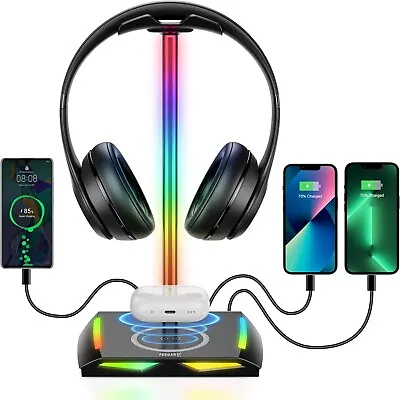 Kaufen Feegar RGB Kopfhörer Ständer Mit Wireless Ladegerät,Gaming-Headset-ständer Heads • 29.99€