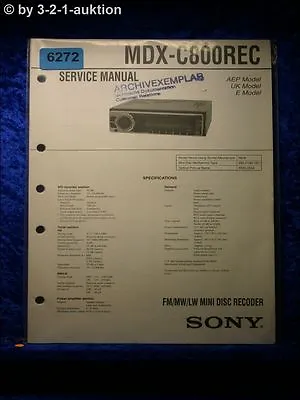 Kaufen Sony Service Manual MDS C800REC Mini Disc Deck (#6272) • 15.99€