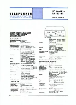 Kaufen Telefunken Service Manual Für TA 350 Hifi  Copy • 10.20€