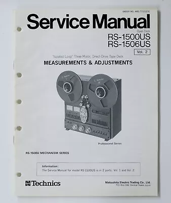 Kaufen Original TECHNICS RS-1500US/RS-1506US Vol.2 Open Deck Service Manual/Anleitung • 89€