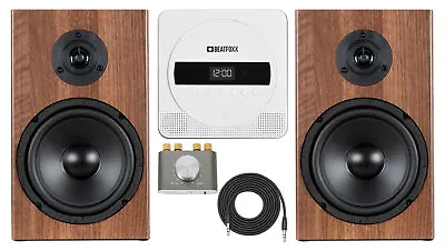 Kaufen Mobile Stereoanlage DVD Multimedia Player CD FM USB Akku Weiß Boxen Braun • 144.80€