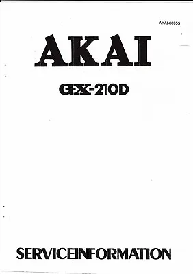 Kaufen Akai  Service Manual  Für GX-210 D In Englisch  Copy • 9€