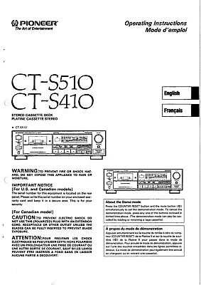 Kaufen Bedienungsanleitung-Operating Instructions Für Pioneer CT-S510,CT-S410  • 10.50€