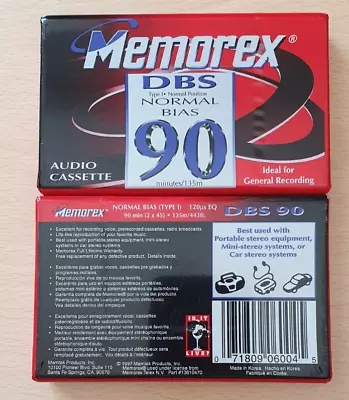 Kaufen MC, Cassette, Audio Leerkassette Memorex DBS, C90, Neu, Verpackt • 7€