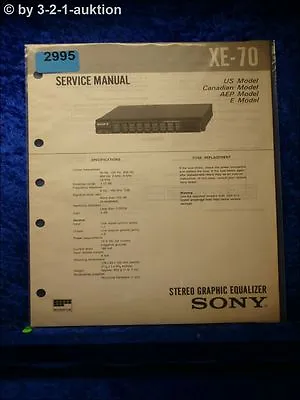 Kaufen Sony Service Manual XE 70 Graphic Equalizer (#2995) • 15.99€