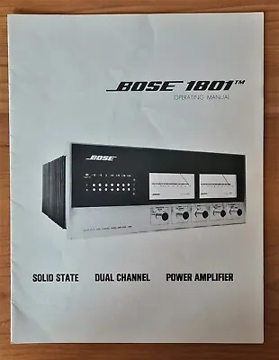 Kaufen Manuale Istruzioni Originale Per Amplificatore Bose 1801 Operating Manual  • 20€