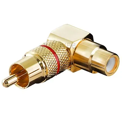 Kaufen Audio Winkel Adapter 90° Cinch Stecker Auf Buchse, Vergoldet Metall Rot Abh • 5.49€