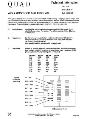 Kaufen QUAD 33 303 Verstärker Amp Owner N Service Manual • 9.03€