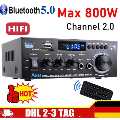 Kaufen HiFi Verstärker Mit Bluetooth 800W Party Musik Equipment AUX Anlage Stereo Audio • 29.99€