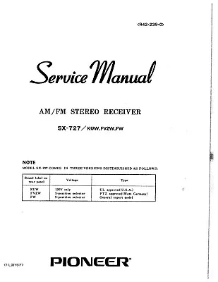 Kaufen Service Manual-Anleitung Für Pioneer SX-727  • 12.50€
