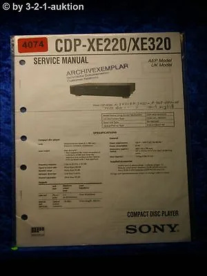 Kaufen Sony Service Manual CDP XE220 /XE320 CD Player (#4074) • 16€
