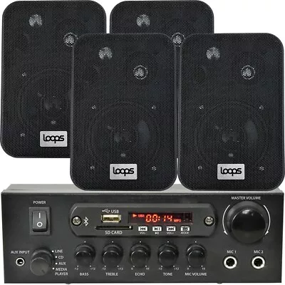 Kaufen Schlafzimmer Bluetooth Musiksystem 4x Schwarze Lautsprecher & 110W Amp Hintergrund Audio • 159.05€