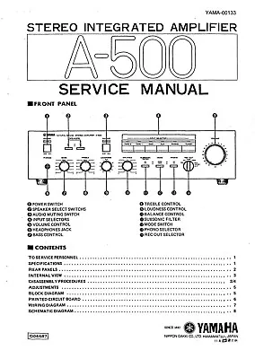 Kaufen Service Manual-Anleitung Für Yamaha A-500  • 9.50€
