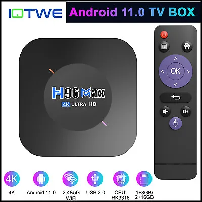 Kaufen Android 11.0 H96 MAX Smart TV BOX 2GB+16GB 4K HD Quad Core WIFI Media Streaming • 32.89€