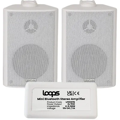 Kaufen Kabelloser Bluetooth Verstärker & 2x 60W Wandmontage Lautsprecher Kit HiFi Amp System • 65.55€