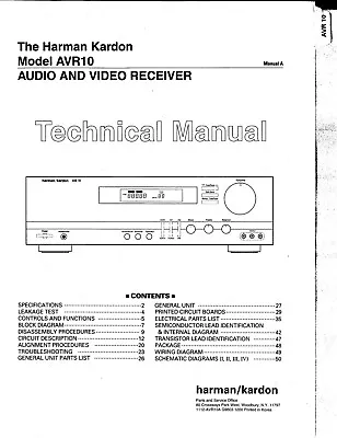 Kaufen Technical Manual-Anleitung Für Harman Kardon AVR 10  • 17€