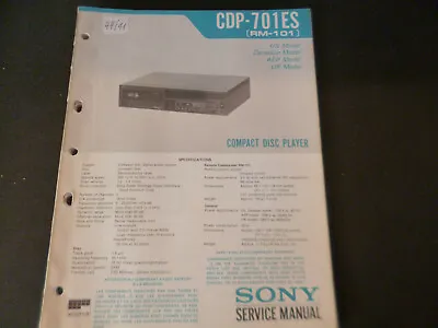 Kaufen Original Service Manual Schaltplan Sony CDP-701ES RM-101 • 12.50€