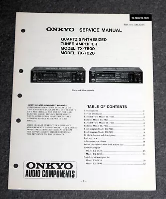 Kaufen Onkyo TX-7800 / TX-7820 - Original Service Manual / Reparaturanleitung • 7.95€