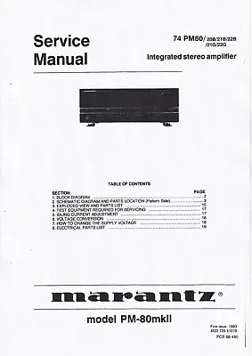 Kaufen Service Manual-Anleitung Für Marantz PM-80 MK2  • 10€