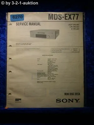 Kaufen Sony Service Manual MDS EX77 Mini Disc Deck (#6270) • 15.99€