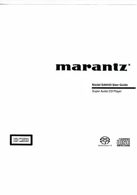 Kaufen Marantz User Manual Bedienungsanleitung Für Model SA 8400 Englisch  Copy • 11€