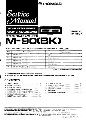 Kaufen Service Manual-Anleitung Für Pioneer M-90  • 12.50€