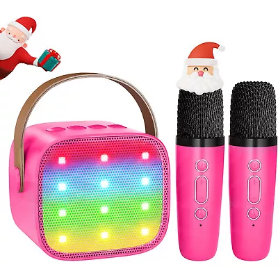 Kaufen LED Bluetooth Karaoke Maschine Karaoke Anlage Mit 2x Mikrofonen Lautsprecher Set • 29.99€