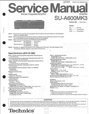 Kaufen Technics Original Service Manual Für SU-A600MK3  SU A 600 • 8.40€