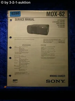 Kaufen Sony Service Manual MDX 62 Mini Disc Changer (#6280) • 15.99€