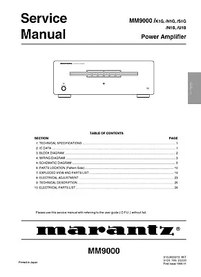 Kaufen Service Manual-Anleitung Für Marantz MM 9000  • 12€