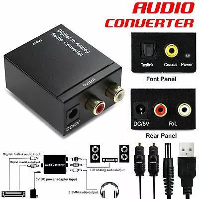 Kaufen Optisch Toslink SPDIF Koaxial Digital Auf Analog Audio Konverter Adapter RCA R/L • 6.70€