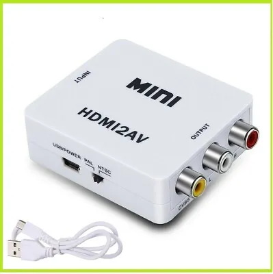 Kaufen Adapter Da HDMI An Av Cvbs Rca Konverter HD Audio Video Pal / Ntsc + USB Kabel • 9.69€