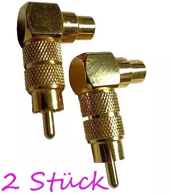 Kaufen 2 Stück RCA Cinch WiNKEL Adapter Stecker Buchse Gewinkelt Gold HiFi Chinch 90°💗 • 7.57€