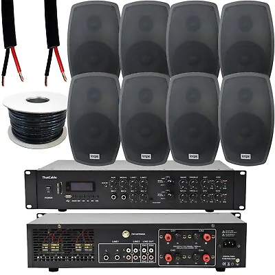 Kaufen 800W LAUT Outdoor Bluetooth System 8x Schwarz Lautsprecher Wetterfest Garten Musik • 705.65€