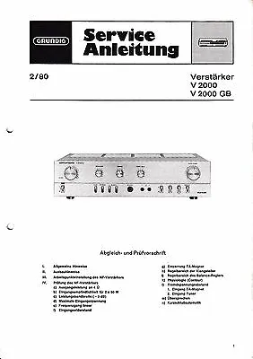 Kaufen Service Manual-Anleitung Für Grundig V 2000  • 10.50€