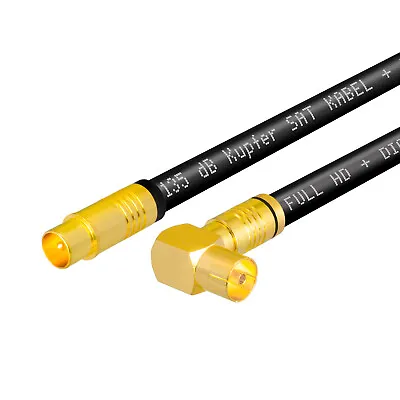 Kaufen Antennen Kabel KUPFER 5-Fach Winkel 90° IEC Stecker Buchse Koaxial TV Koax UHD • 11.19€