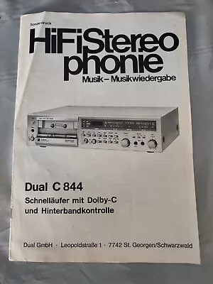 Kaufen Aus Einer Auflösung: HiFi Stereo Phonie Dual C 844 Schnelläufer Anleitung • 9.99€