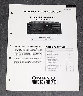Kaufen Onkyo Integra A-8470 - Original Service Manual / Reparaturanleitung • 7.95€