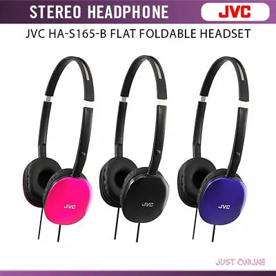 Kaufen JVC HA-S165B Flache Leichte Kabelgebundene Bass-Kopfhörer Stirnband Für Telefone, Laptops • 14.66€