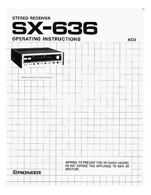 Kaufen Bedienungsanleitung-Operating Instructions Für Pioneer SX-636  • 9€