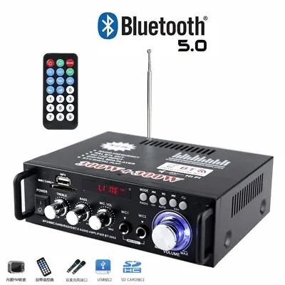 Kaufen HiFi Bluetooth5.0 Digital Power Sound Verstärker Stereo Audio Receiver USB FM • 25.99€