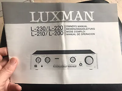 Kaufen Luxman L 200 / L210 / L220 / 230 Amplificatore   manuale D'uso  Owner's Manual  • 12€