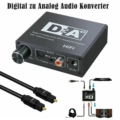 Kaufen Digital Zu Analog Audio Konverter R/L Mit 3,5mm Klinke RCA Koaxial Toslink Kabel • 18.22€