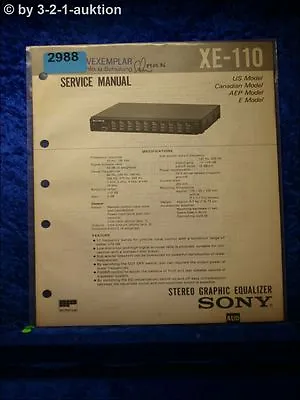 Kaufen Sony Service Manual XE 110 Graphic Equalizer (#2988) • 15.99€
