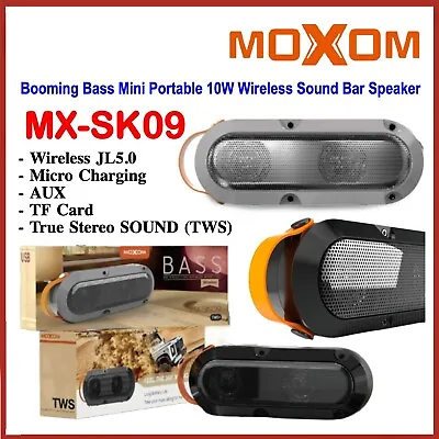 Kaufen Moxom Tragbarer Wireless TWS Bluetooth HD Lautsprecher Dual Stereo Bass AUX USB HD • 21.09€